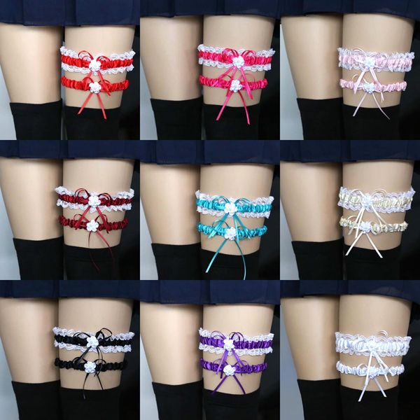 

stage wear bow bridal garter seductive lace leg lace lap garter, Black;red