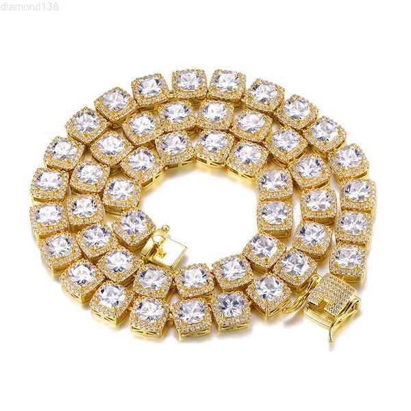 

hip hop 10mm bling iced out cubic zirconia bracelet necklace geometric square aaa cz stone tennis chain for men women jewelry, Silver