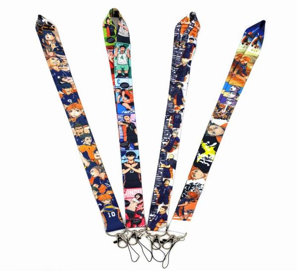 

small whole 10pcs cartoon anime haikyuu keychains girls boys love lanyard neck key strap for phone keys id card badge mobile l5211759, Silver