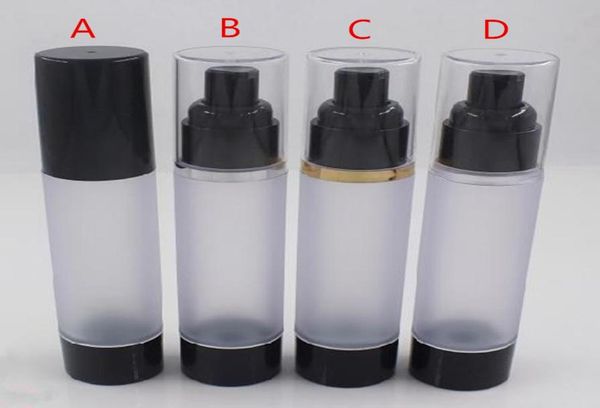 

50ml frosted travel refillable cosmetic airless bottles plastic treatment pump lotion containers with black f15269954151
