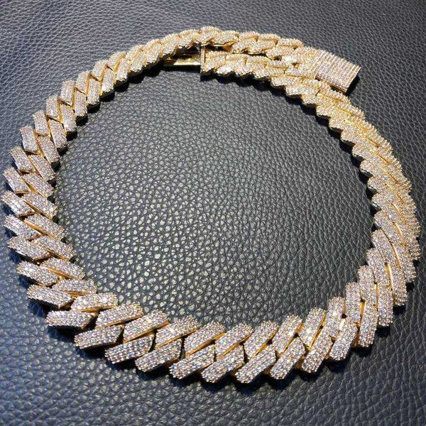 

three rows of men's collar jewelry with ice-cold water drill chain, Silver