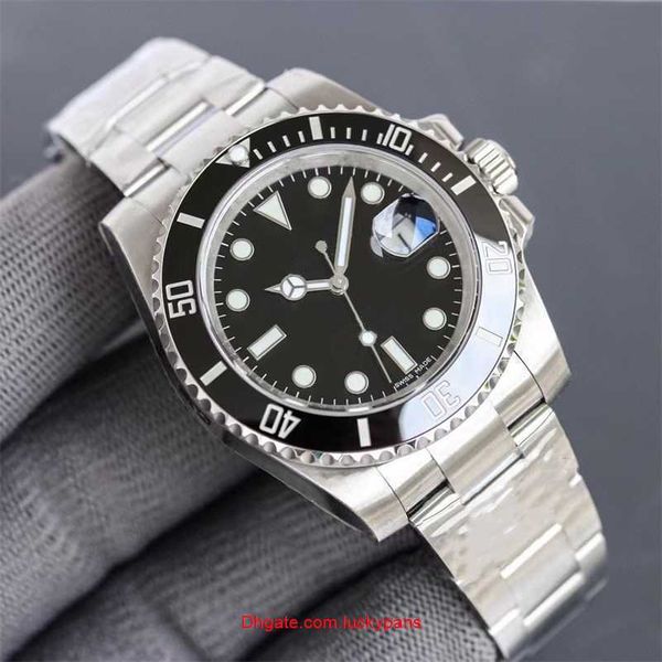 

r olax luxury men watch 41mm sapphire glass gliding lock automatic mechanical ceramics green black watches full stainless steel waterproof s, Slivery;black