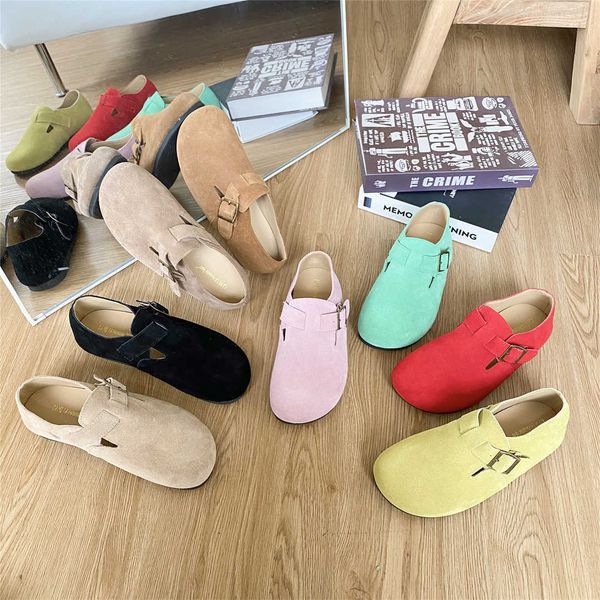 

cowhide thick soled chic casual slip-on shoe french small leather boken spring single shoes, Black