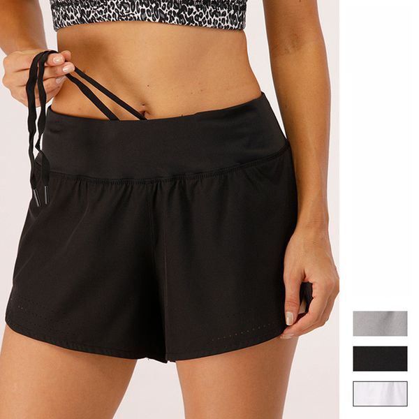 

lu women sports yoga shorts outfits high waist sportswear breathable with lining fitness wear short pants girls running elastic sh-0149