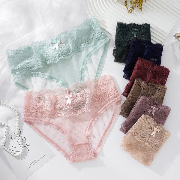 

2023 plus size lace women panties transparent underwear ladies briefs underwear girls' intimates lingeries ws1213, Black;pink