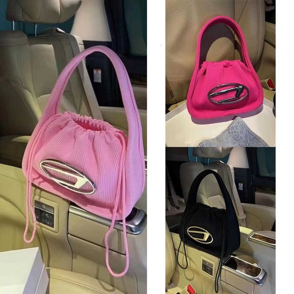 

small design knitted drawstring die and sel bag underarm bag handheld texture portable bucket bag lightweight summer small bag tide