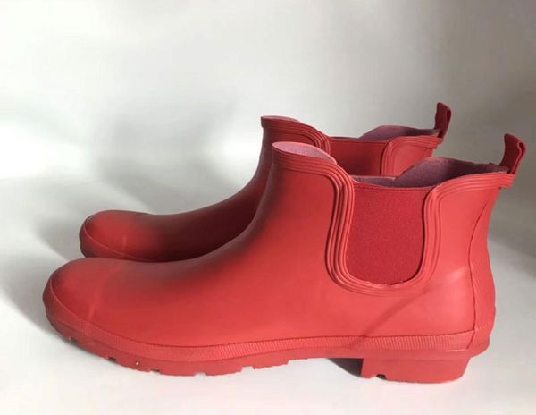 

women men short rain boots rubber matte short rainboots waterproof welly rain boots fit winter boot socks fit rainboots socks9298893, Black