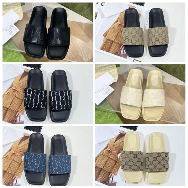 

designer slides new style slippers square head slippers flat bottom men and women's anti slip printed shoes fashion outwear slippers pe, Black