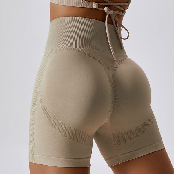 

seamless yoga shorts peach hip-lifting high waist fitness pants tight running sports shorts