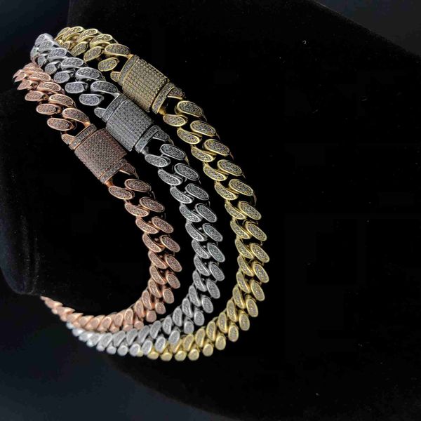 

hip hop jewelry 12mm iced out diamond cuban link chain, Silver