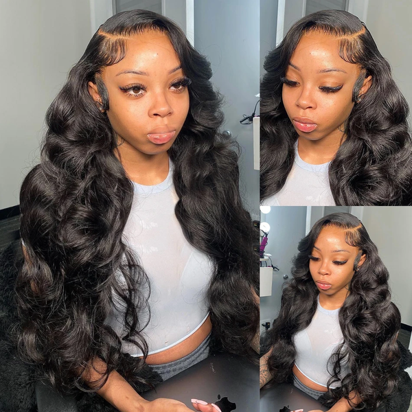 

30 inch body wave 13x4 transparent lace front human hair wigs for black women brazilian remy water wave 4x4 lace closure wig, Black;brown