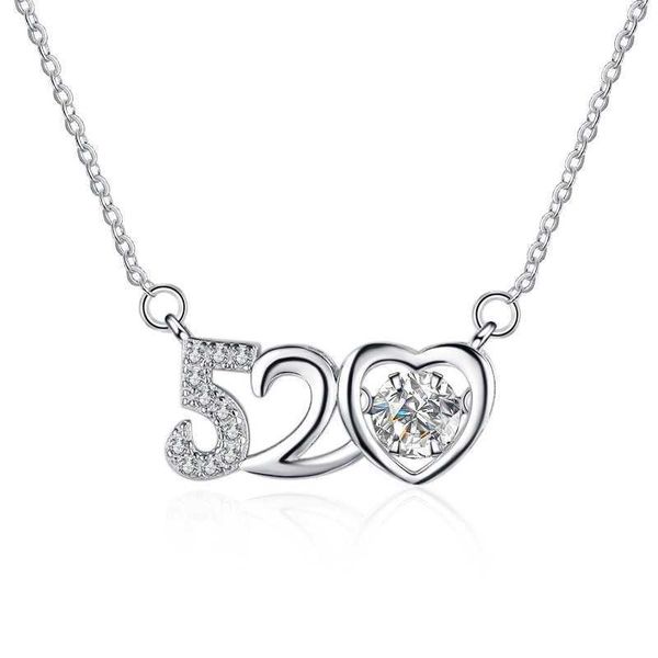 

925 sterling silver fine jewelry 520 i love you heart dancing moissanite diamond pendant necklaces for her