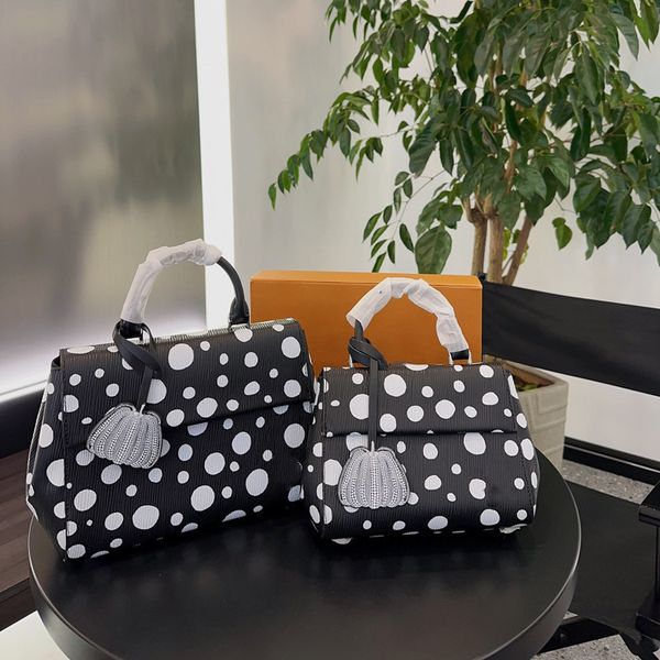 

yk cluny bb dots print mini tote handbag water ripple leather womens shoulder bag designer flap handbag clutch pumpkin charm purse m21722
