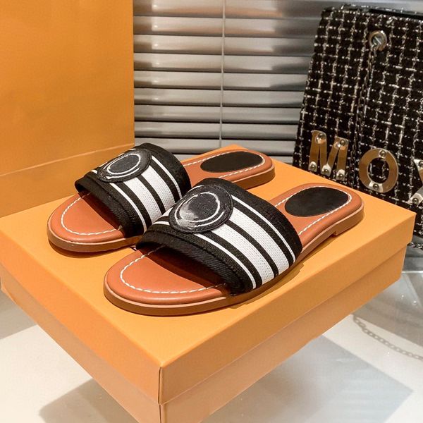 

designer classic summer new letter embroidery slippers for women outerwear beauty flat bottom slippers holiday beach shoes, Black