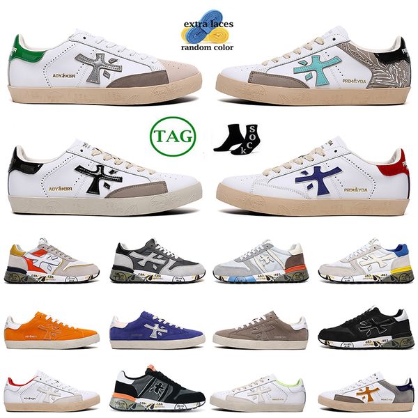 

walking jogging premiata running shoes 2023 fashion italy brand steven genuine training shoes layer leather cowskin mick lander mens trainer, White;red