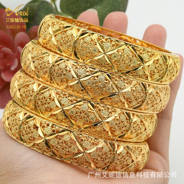 

aniid 24k dubai bangles gold african bracelet for women wholesale designer alloy jewellery wedding luxury hawaiian jewelry 220713, Black