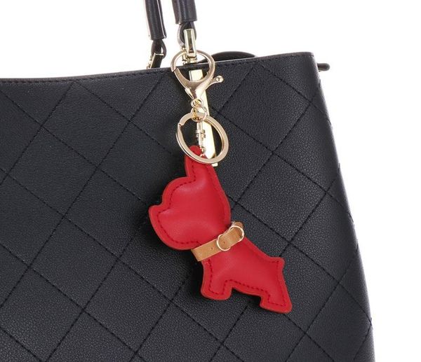 

colorful pu leather french bulldog keychain bag decoration accessories jewelry for women gift6880761, Silver