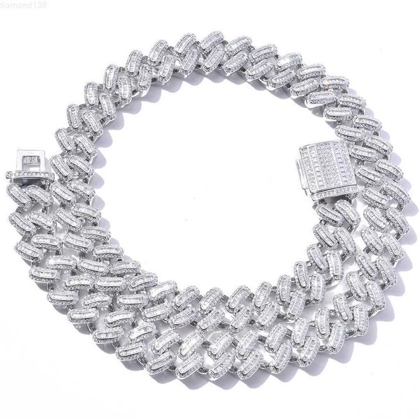 

2023 statement hiphop hip hop jewelry 15mm real gold plated iced out cz diamond chunky cuban link chain miami necklace for men, Silver