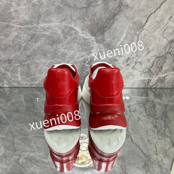 

2023women mens fashion quality casual shoes heel leather lace-up sneaker running trainers letters flat printed sneakers, Red;white