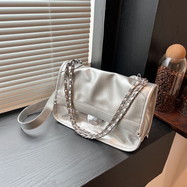 

silver small flap crossbody bags for women latest trend classic chain ladies shoulder handbags and purses