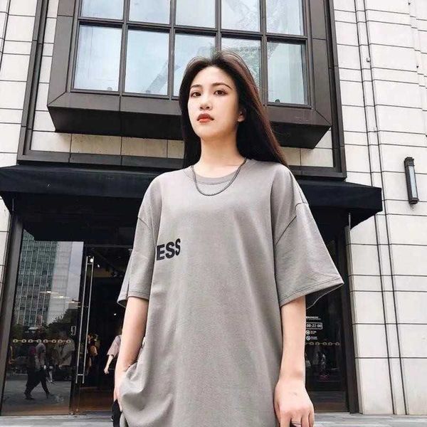

summer short sleeved t shirt fashion double-line letter printing tee r t shirt mens womens high street oversized t-shirt, White;black