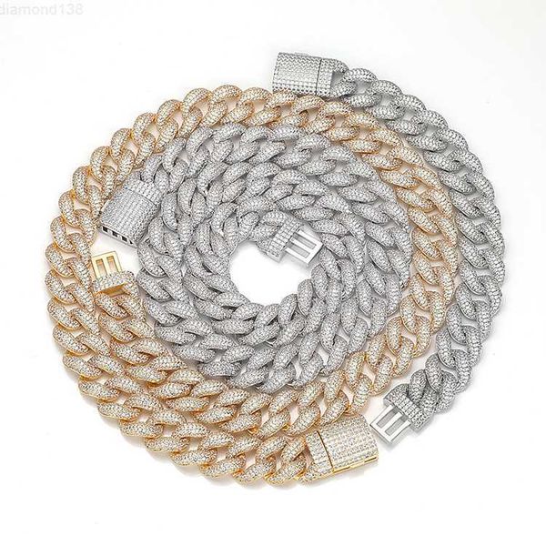 

new fashion men cuban gold and silver plated brass cz stone necklaces chain set