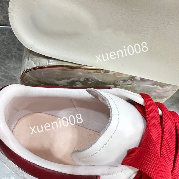 

2023new womans mans fashion quality casual shoes heel leather lace-up sneaker running trainers letters flat printed sneakers, Red;white