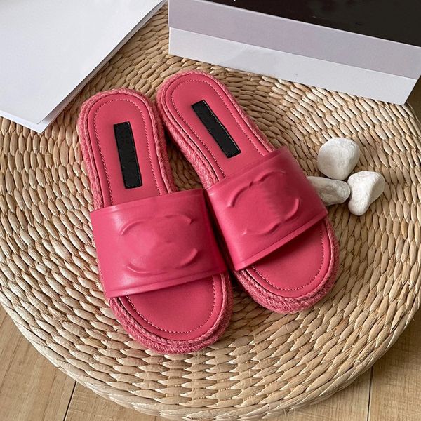 

luxury designer xiaoxiangfeng grass women fisherman slippers quality casual versatile temperament flat bottom slippers for women, Black
