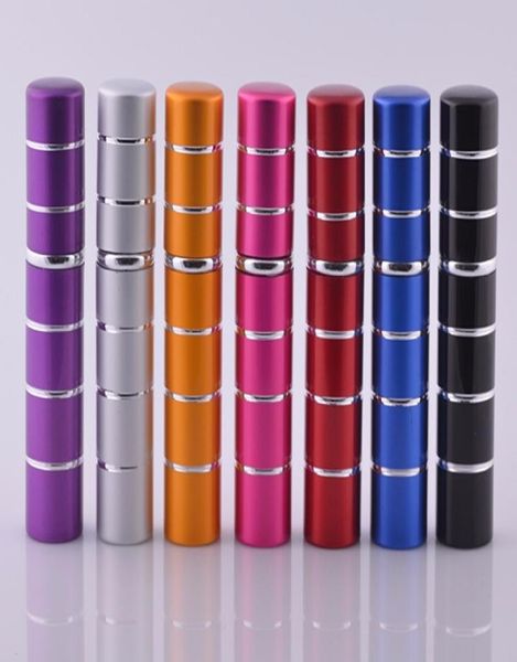 

100pcslot 5ml selling pump stitching glass perfume bottle atomizer anodized aluminum empty glass travel refillable spray3961774