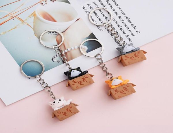 

cute little box cat key chain women men kawaii kitten car keychain fashion letter keyring animal jewelry dating fashion1807157, Silver