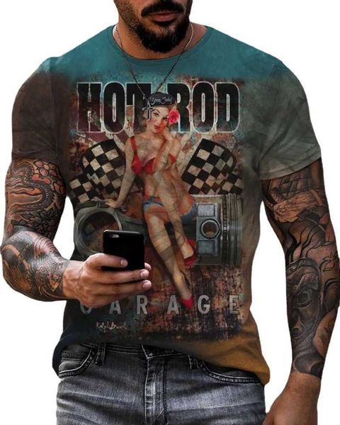 

new fashion men's short sleeve t-shirt 3d digital print straight 66 highway 2023{category}, White;black