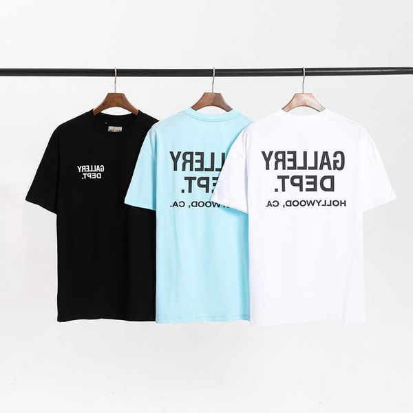 

wholesale designer t shirt for sale g allery d ept new classic letter banner printed round neck cotton short sleeve t shirt x8z6, White;black