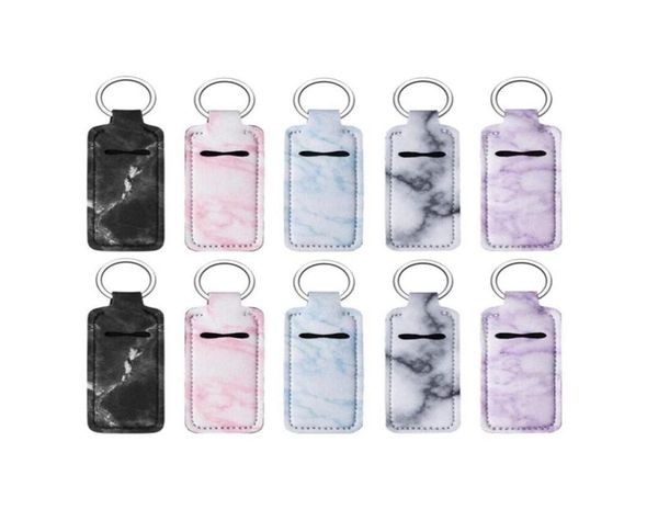 

chapstick holder neoprene wristlet keychain marble printed chapstick cover lipstick holder bag wristband key ring gift4121582, Silver