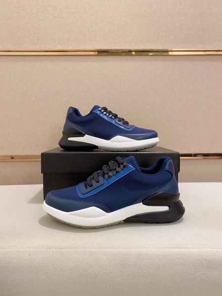 

23s/s sport design sneakers shoes men re-nylon technical fabric runner man flexible rubber sole trainers eu38-45 with box, Black