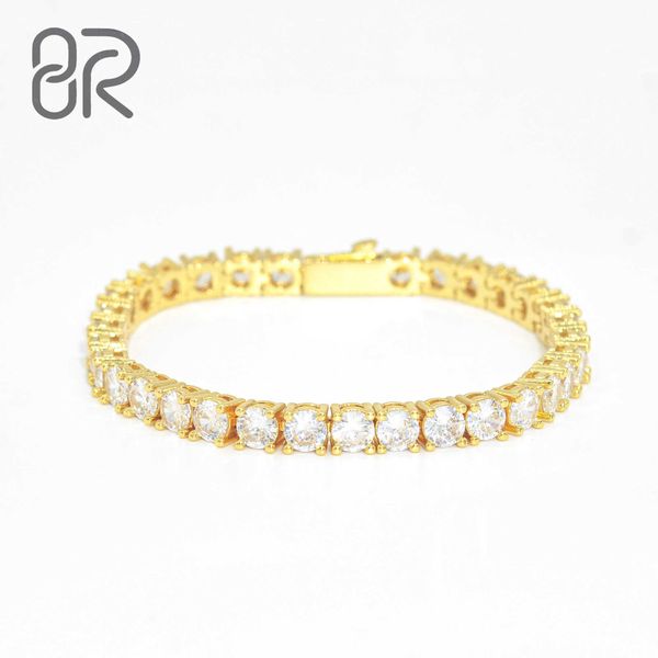 

4x6mm 8" vvs moissanite tennis bracelet wholesale bling iced out gold plated 925 silver fine jewelry link chain
