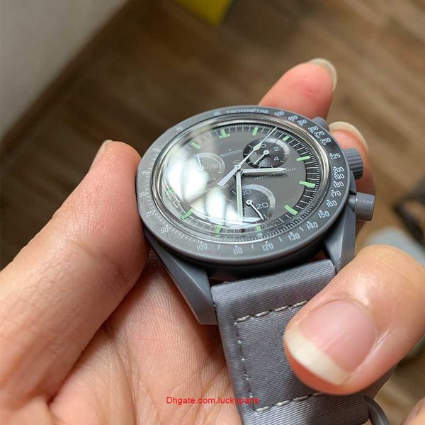 

r olax luxury bioceramic planet moon men's watches full function quarz chronograph designer watch mission to mercury 42mm luxury watch, Slivery;black