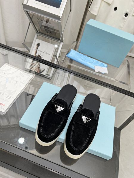 

for men womens casual slippers classic sandals loafers shoes flat slides slipper designers high elastic beef tendon bottom size 36-46, Black