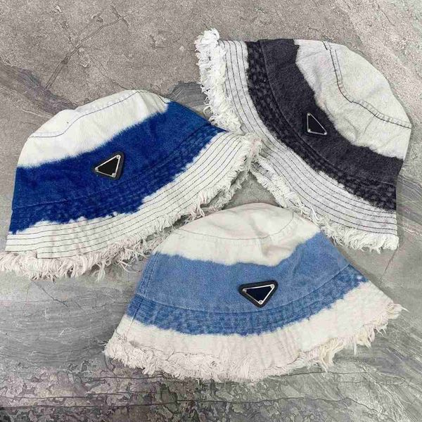 

fashion brand designer bucket hats men and women summer color metal triangle cap hat, Blue;gray