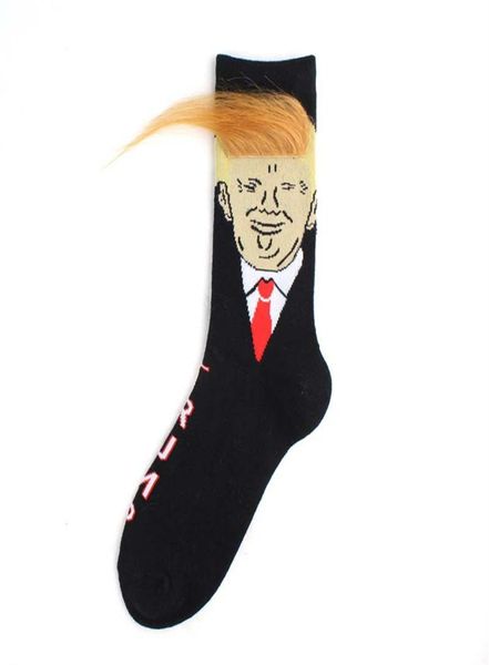

fast delivery women men trump crew sports socks yellow hair funny cartoon sports stockings hip hop sock 20226218265, Black