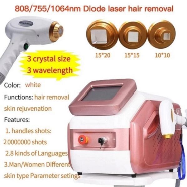 

808nm diode laser hair removal machine 3 wavelength diode laser lazer 808nm fast all skin colors laser epilator woman hairs remover skin tig, Black