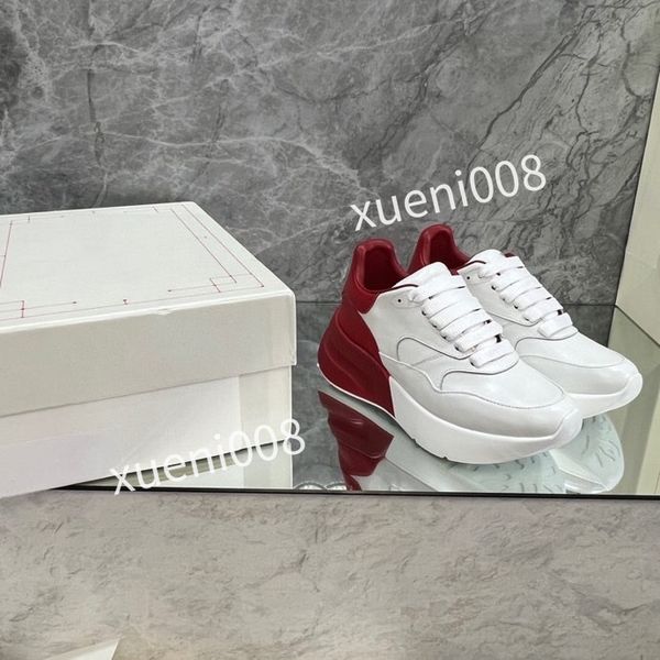 

2023new women mens fashion quality casual shoes heel leather lace-up sneaker running trainers letters flat printed sneakers, Red;white