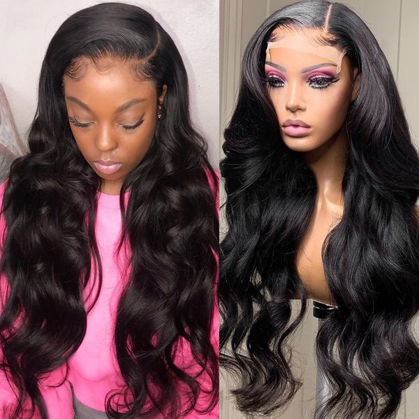 

13x4 human hair wigs 360 lace frontal wig remy lace front wigs body wave lace wig for women closure wig hair wig, Black;brown