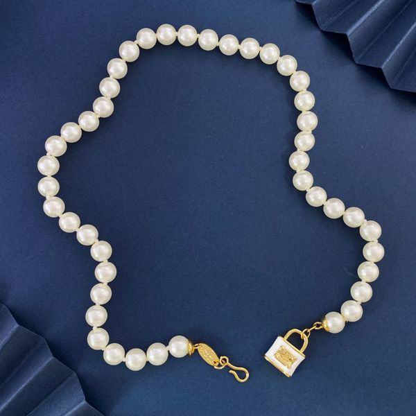 

dupe brand luxury jewerlry pearl chain necklace for women pendant necklace, Silver