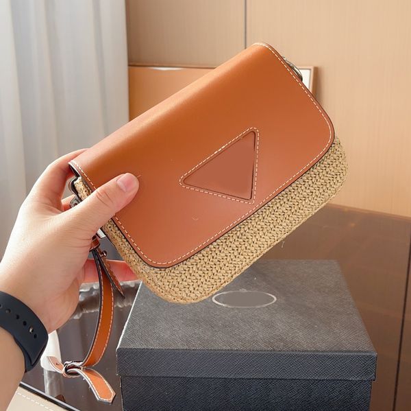 

straw chains bag cross body designer brand bag totes 2023 luxury handbag fashion shoulder bag women letter purse phone wallet patchwork