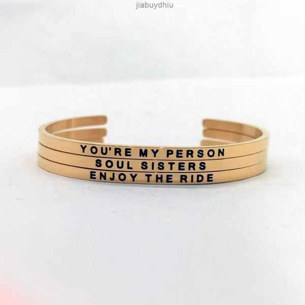 

316 steel custom engraved mantra inspirational daily reminder cuff bracelet good vibes bangle, Silver