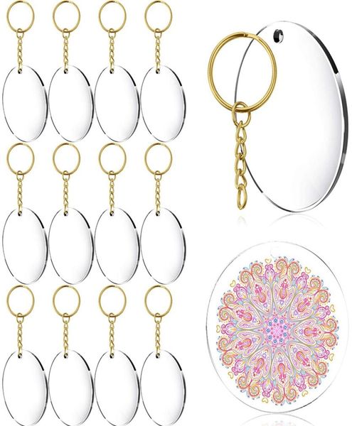 

2 inch clear round acrylic keychain blanks andgold circle key chains for diy crafts projects supplies 48 pieces6131596, Silver