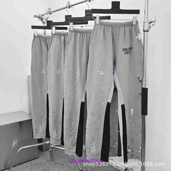 

factory outlet wholesale designer shorts for sale g allery d ept flare pants high street fashion graffiti speckle panel pants, Black