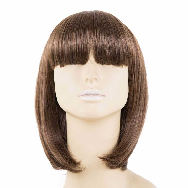 

lace wigs brown wig bangs fei-show synthetic heat resistant fiber short wavy fringe bangs women female cos-play hairpiece bob hair z0613, Black;brown