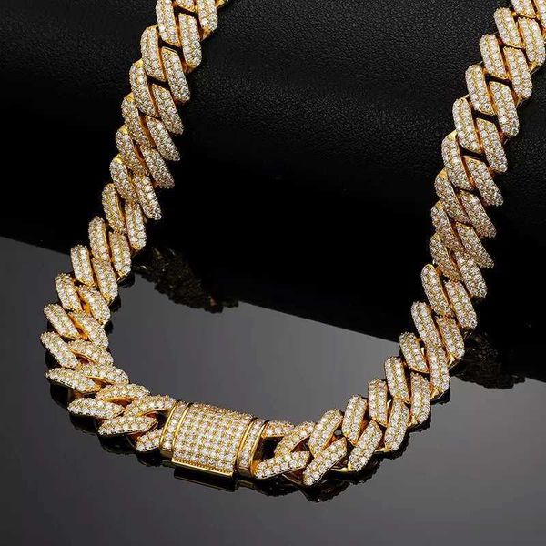 

3 row silver miss jewelry gold moissanite cuban link chain with blue stone in middle