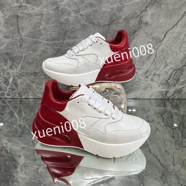 

new women mens fashion quality casual shoes heel leather lace-up sneaker running trainers letters flat printed sneakers2023, Red;white